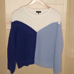1. State Womens Blue Color Block Oversized Sweater Large